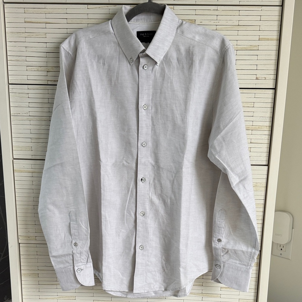 rag & bone Light Gray Casual Button Down Shirt